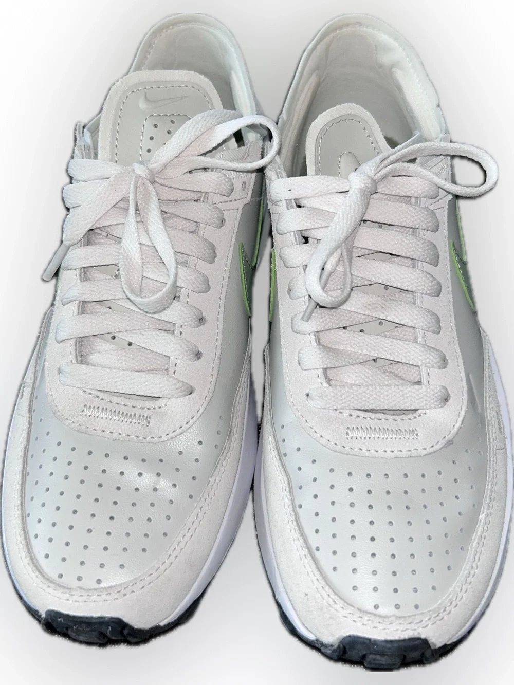 Nike Women’s White Sneakers with Mint Green Swoosh